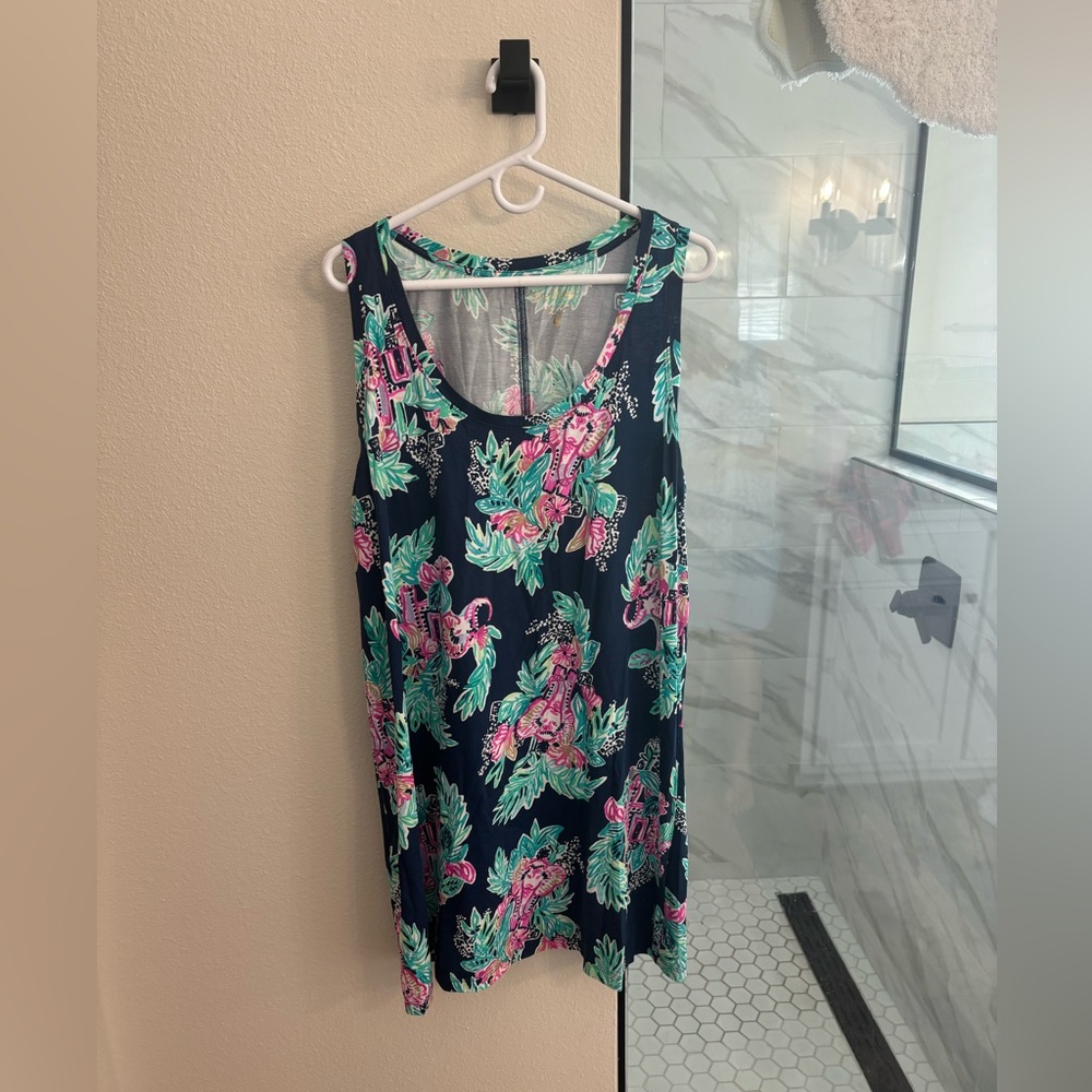 Lilly Pulitzer, sleeveless Inky peanut gallery elephant print